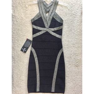 Bebe Black/Silver Bandage Dress ✖️ Brand New! XS!